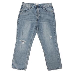 Twelve by on Thelfth Crop Jeans Womens 31x26 Blue High Rise Button Fly Ripped